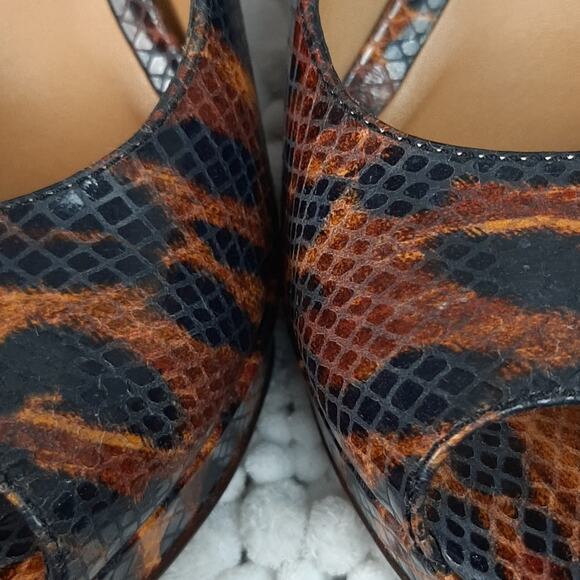 Michael Kors Flora Snake Open Toe Heels Sz 7.5 - Picture 4 of 11